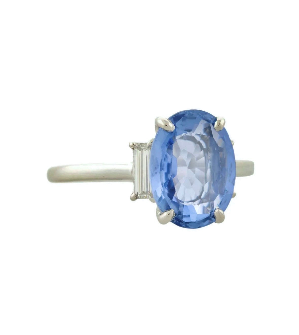 Art Deco Plat/Diamond & Ceylon No Heat Sapphire Ring 3.70ct