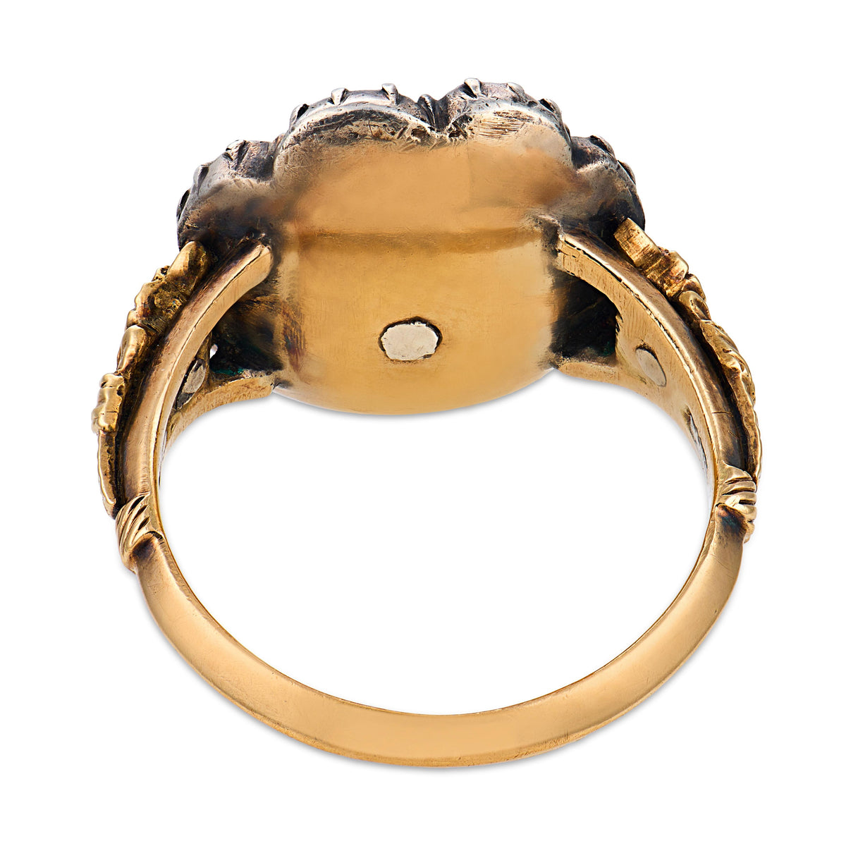 Victorian 15k/Sterling Silver Diamond Halo Ring