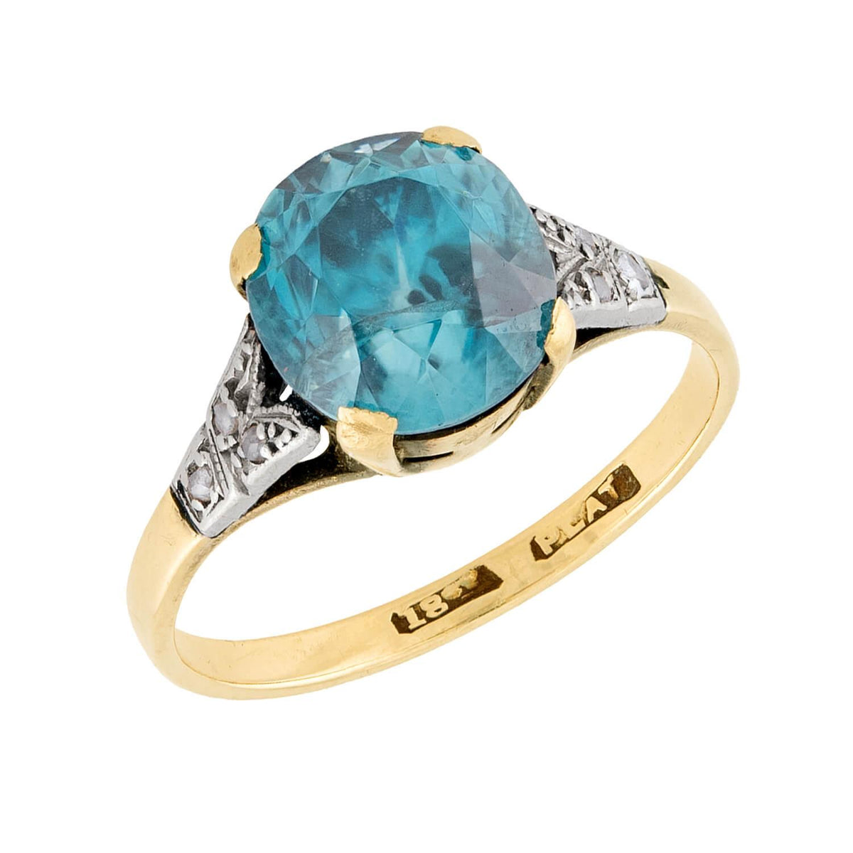 Edwardian 18k/Platinum Zircon & Diamond Ring
