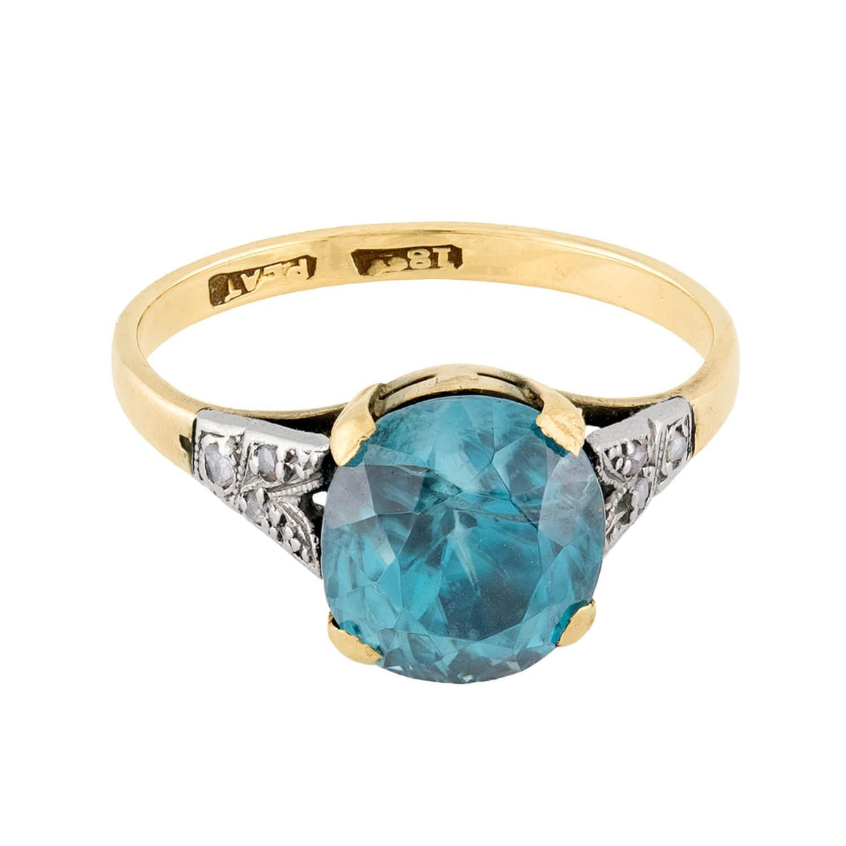 Edwardian 18k/Platinum Zircon & Diamond Ring