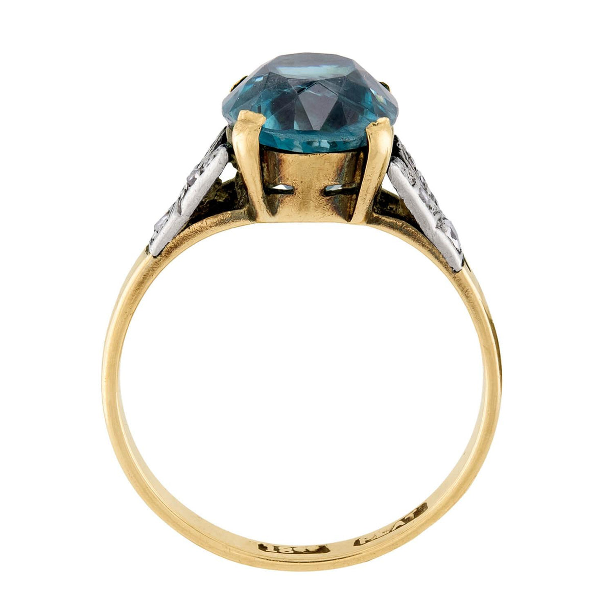 Edwardian 18k/Platinum Zircon & Diamond Ring