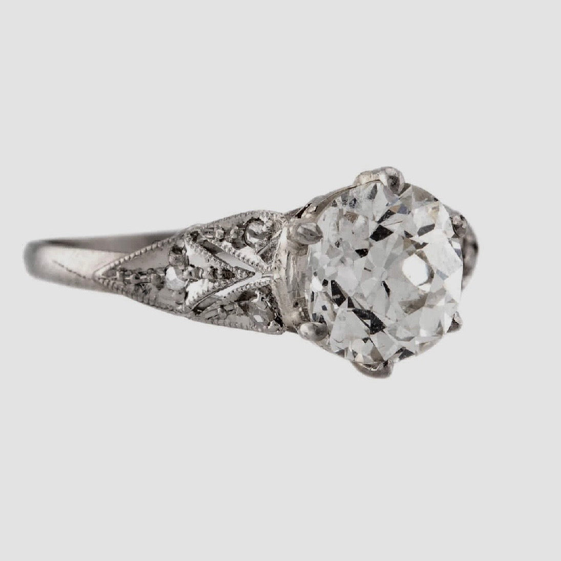 Art Deco Platinum Diamond Engagement Ring 1.55ct