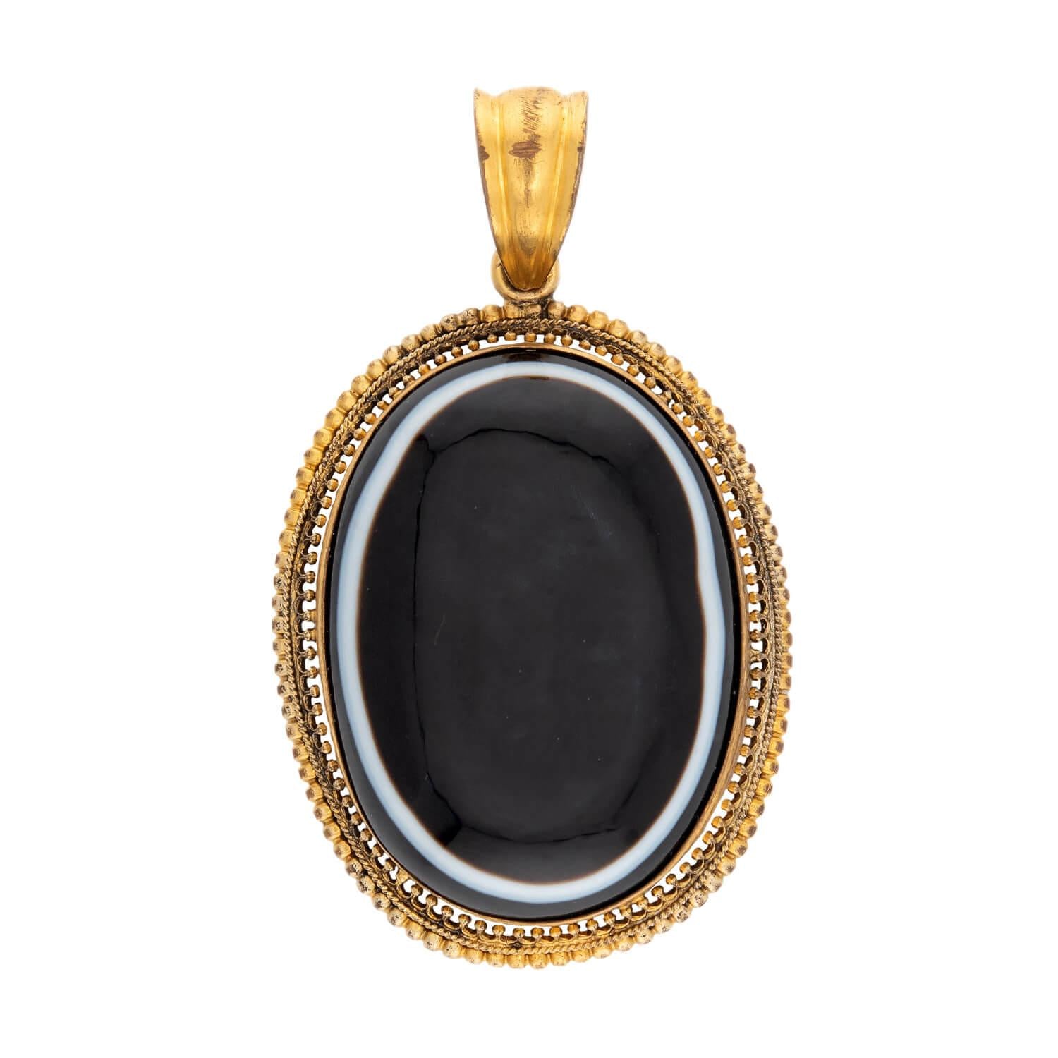 Victorian Gold-Fileld Banded Agate Pendant