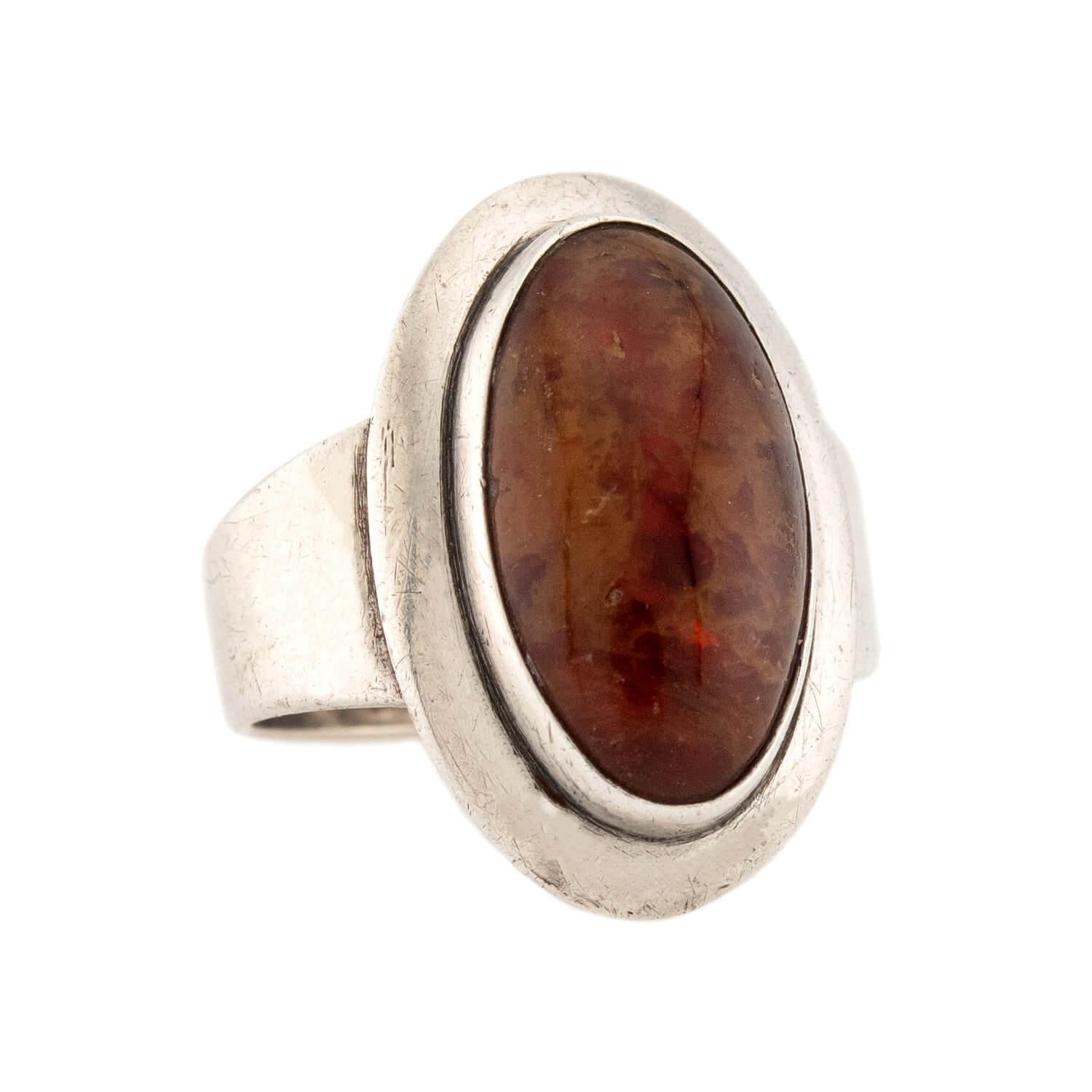 N.E. Frome Vintage Danish Sterling Silver Amber Ring