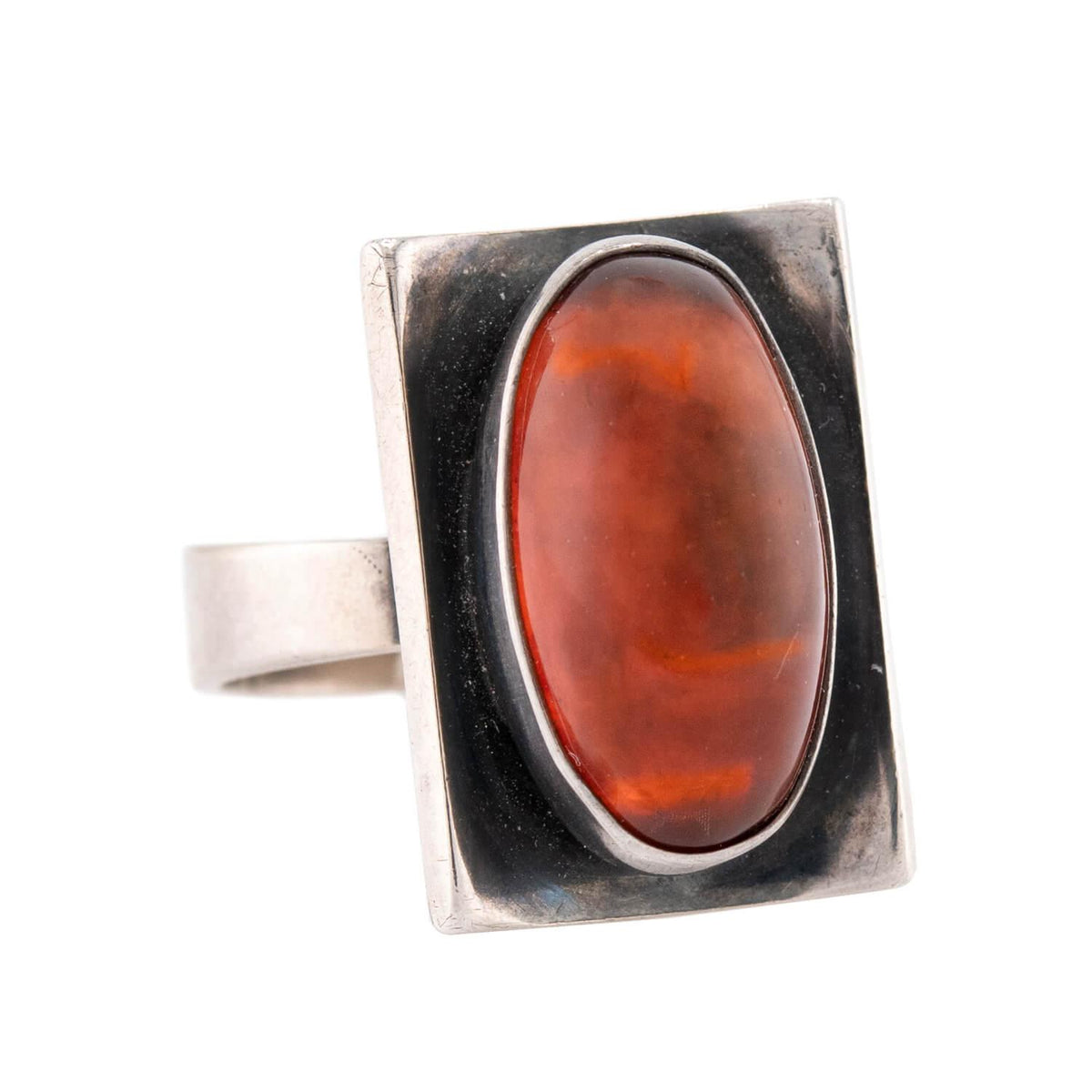 N.E. FROM Vintage Danish Sterling Silver Amber Ring