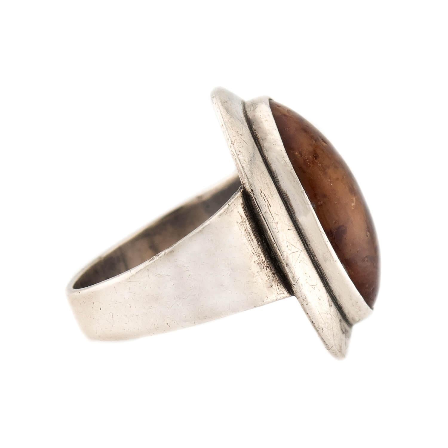 N.E. Frome Vintage Danish Sterling Silver Amber Ring