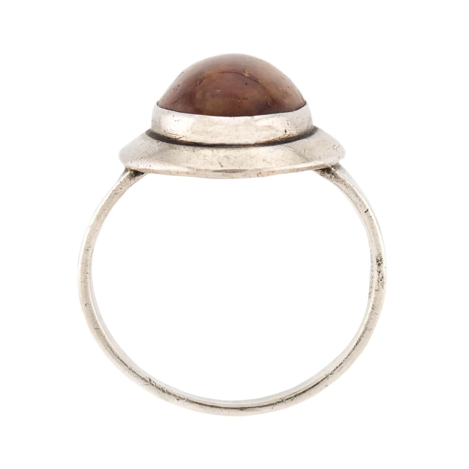 N.E. Frome Vintage Danish Sterling Silver Amber Ring