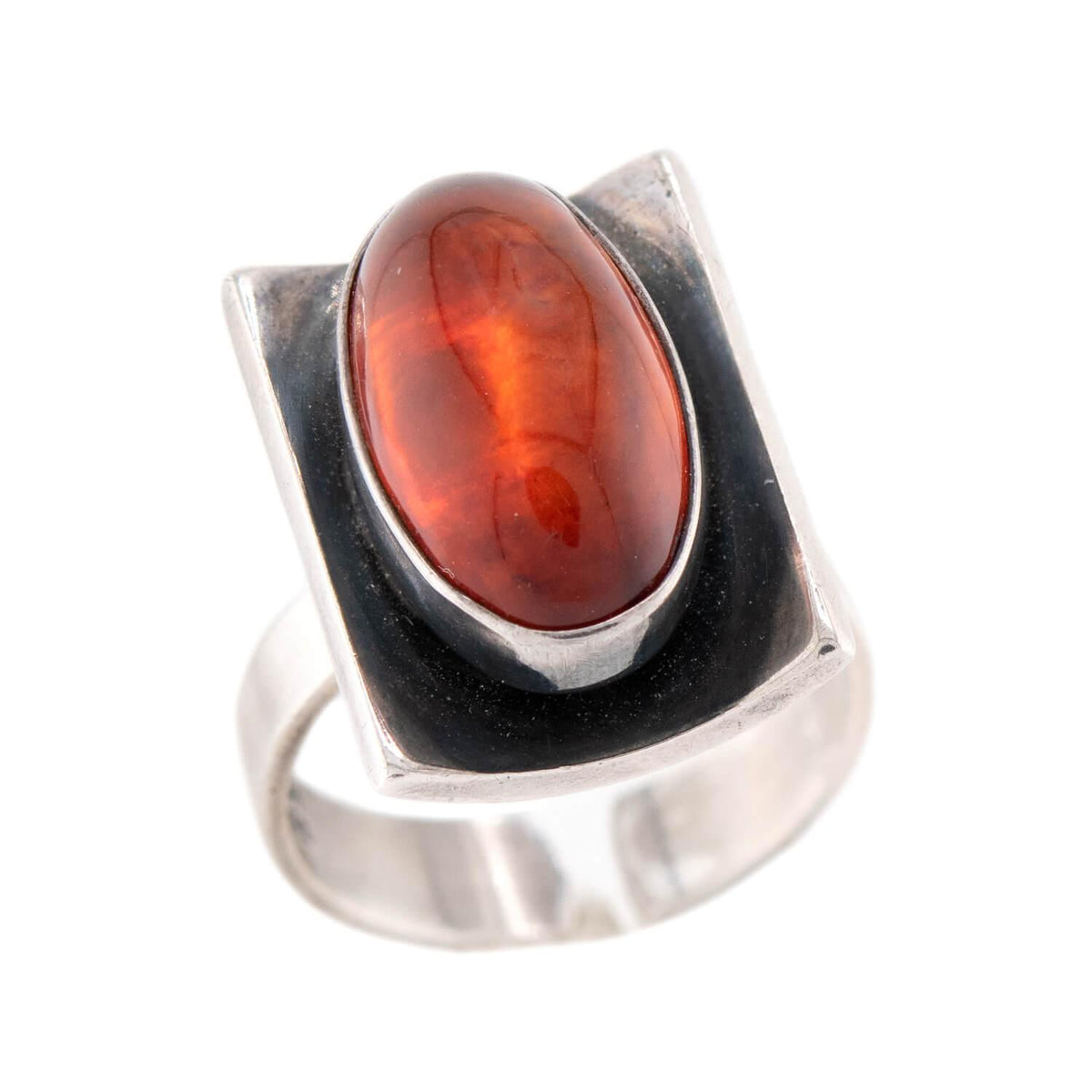 N.E. FROM Vintage Danish Sterling Silver Amber Ring