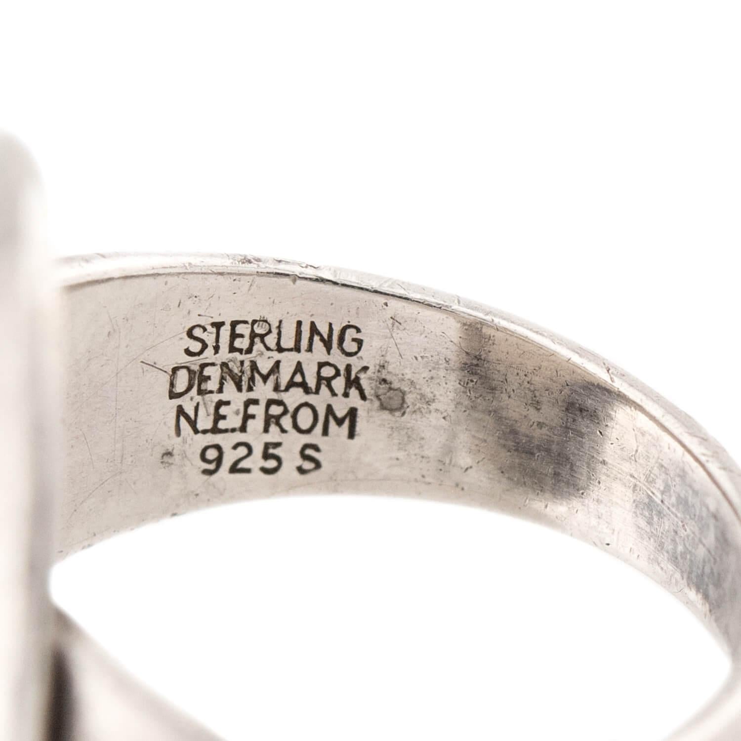 N.E. Frome Vintage Danish Sterling Silver Amber Ring