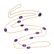 Victorian Russian 18k Amethyst Link Necklace 60"