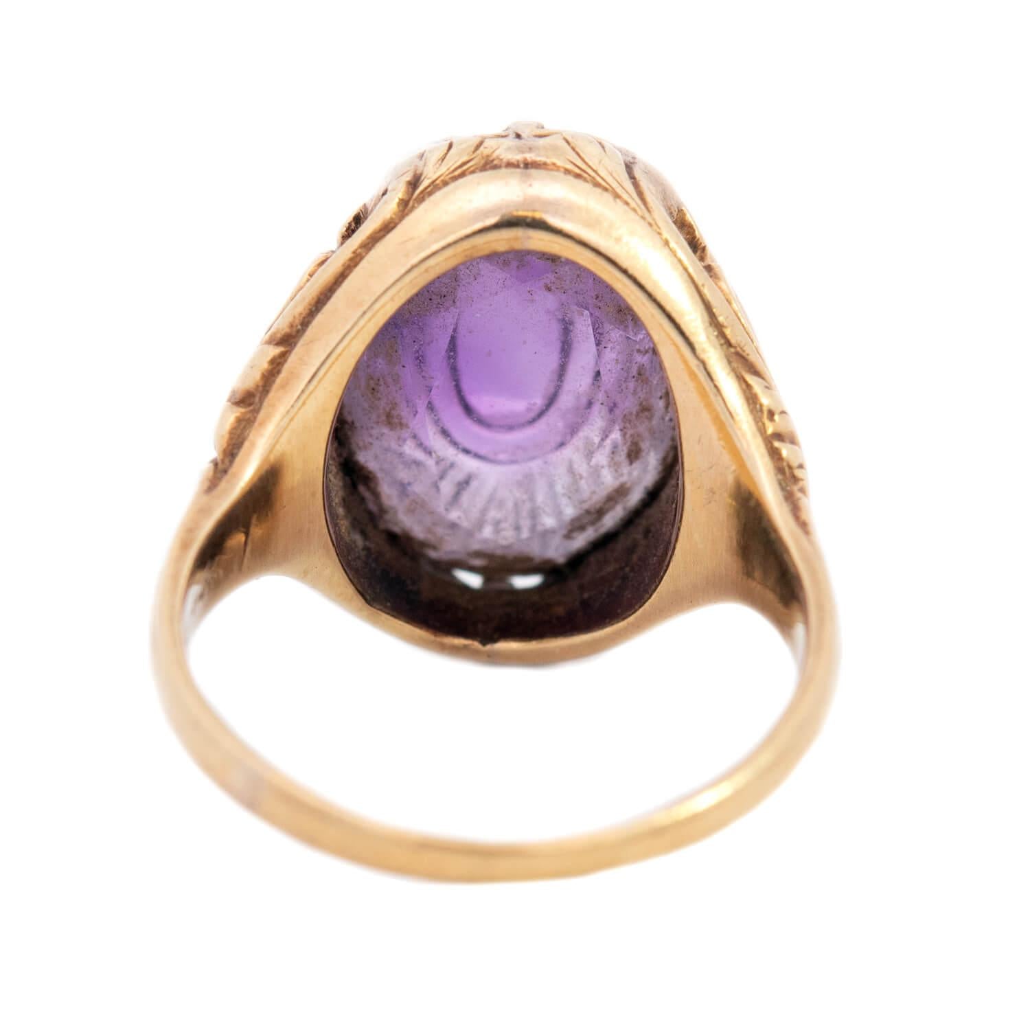 Art Nouveau 14k Amethyst Repousse Ring