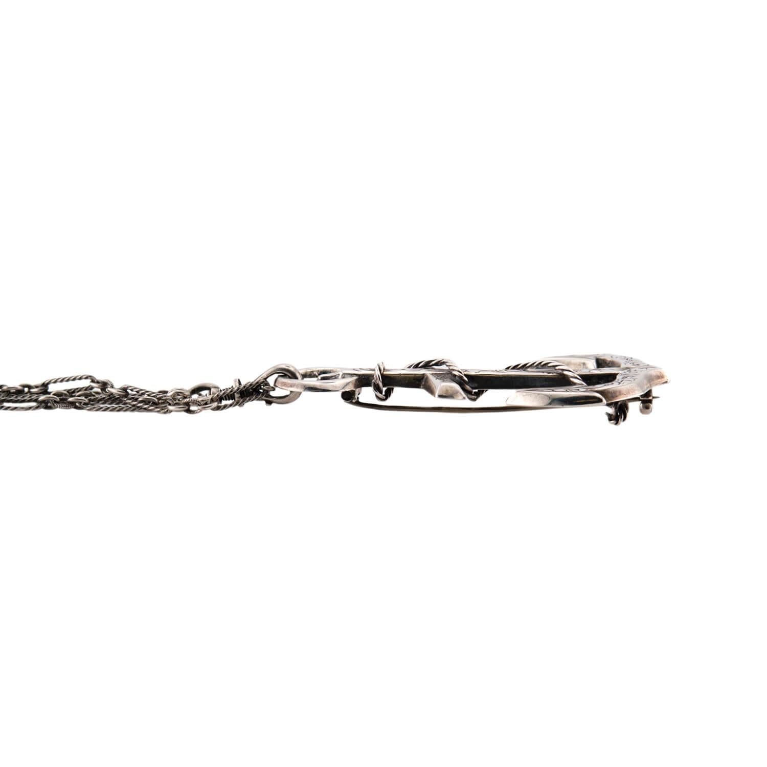 Victorian Sterling Silver Anchor Pendant Necklace 62"