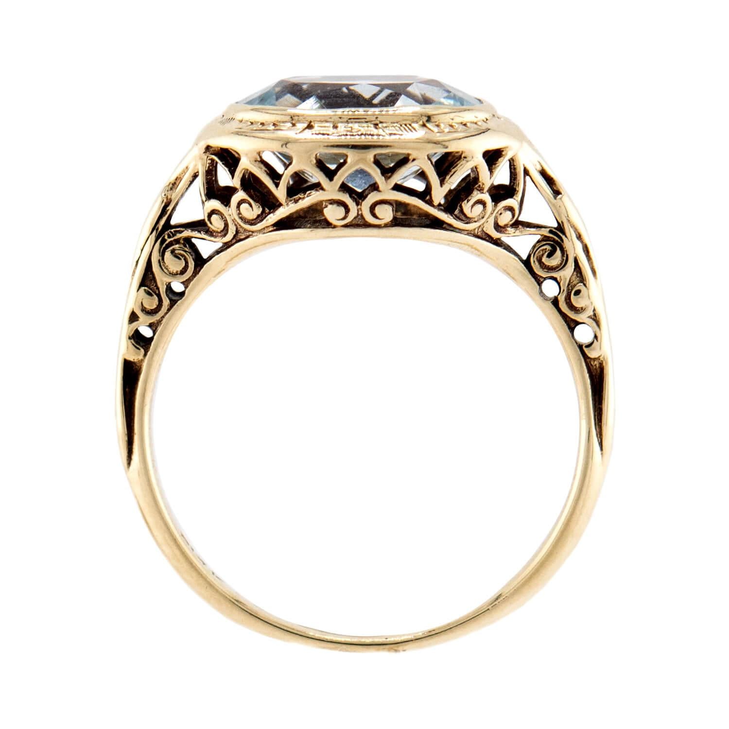 Art Deco 14k Aqua Ring