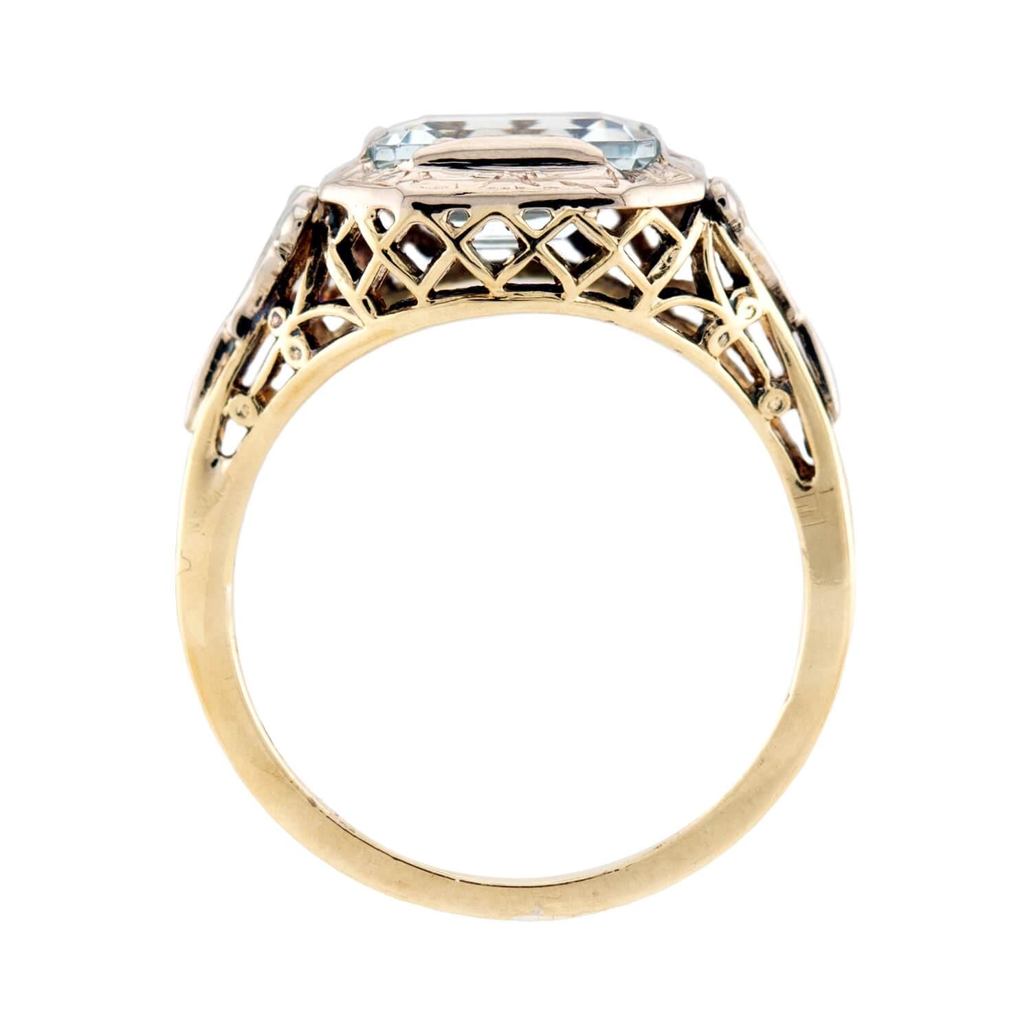 Art Deco 14k Aqua Ring