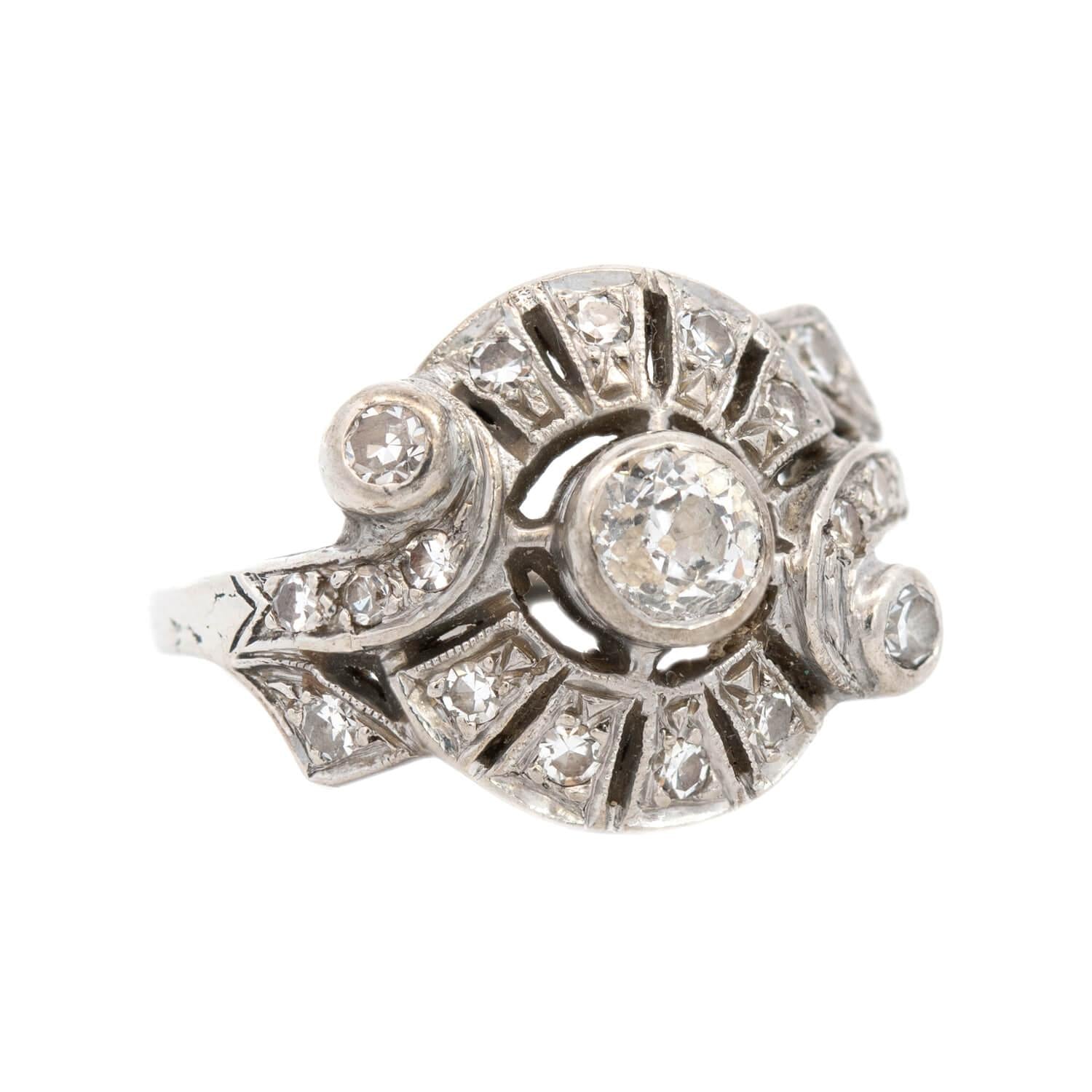 Art Deco 14k Diamond Halo Ring