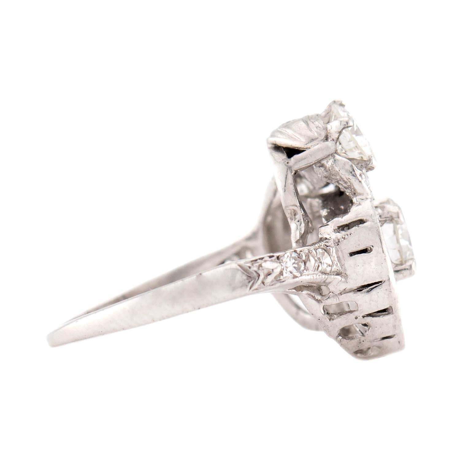 Late Deco  Platinum Diamond Cluster Ring