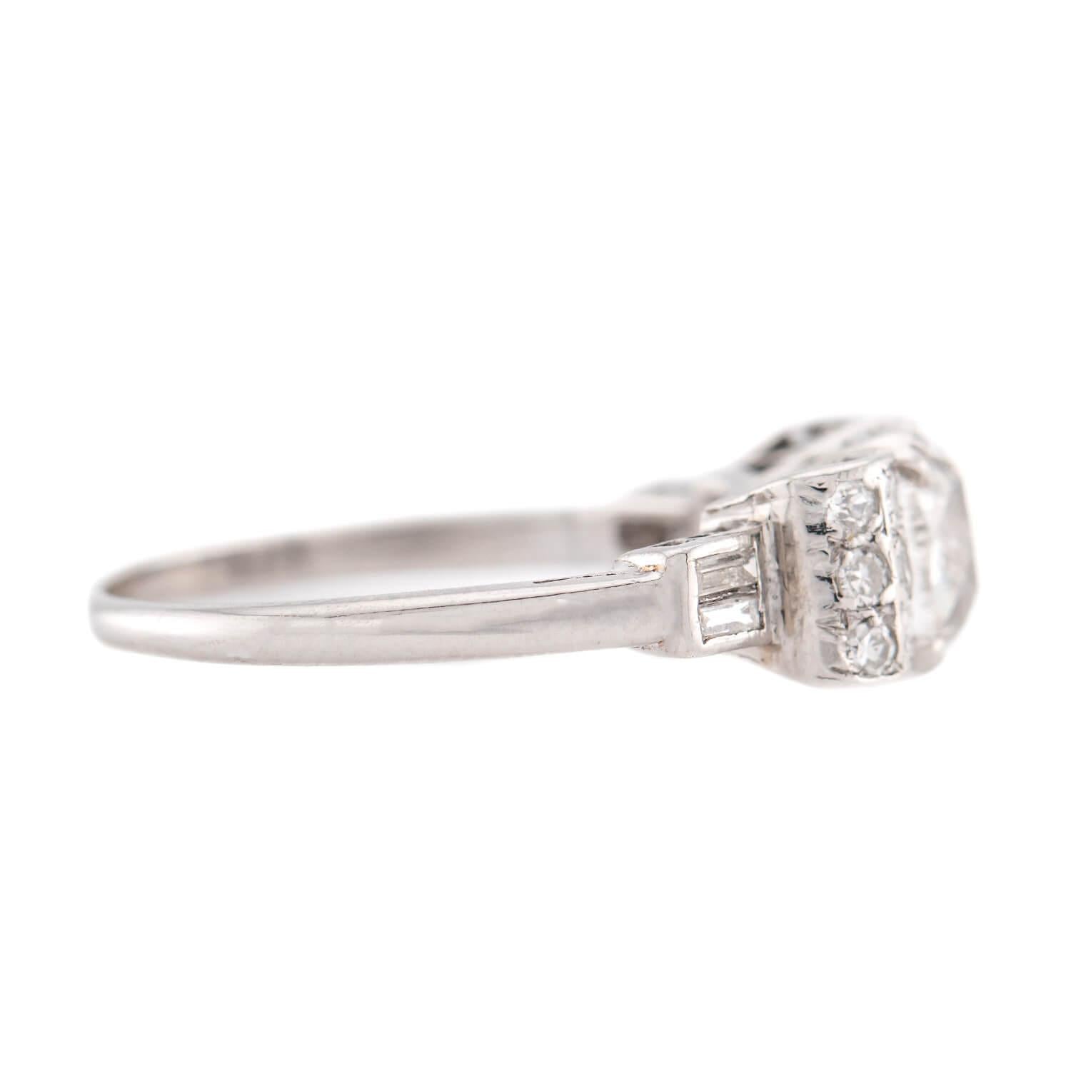 Art Deco Platinum GIA Diamond Engagement Ring 1.54ct