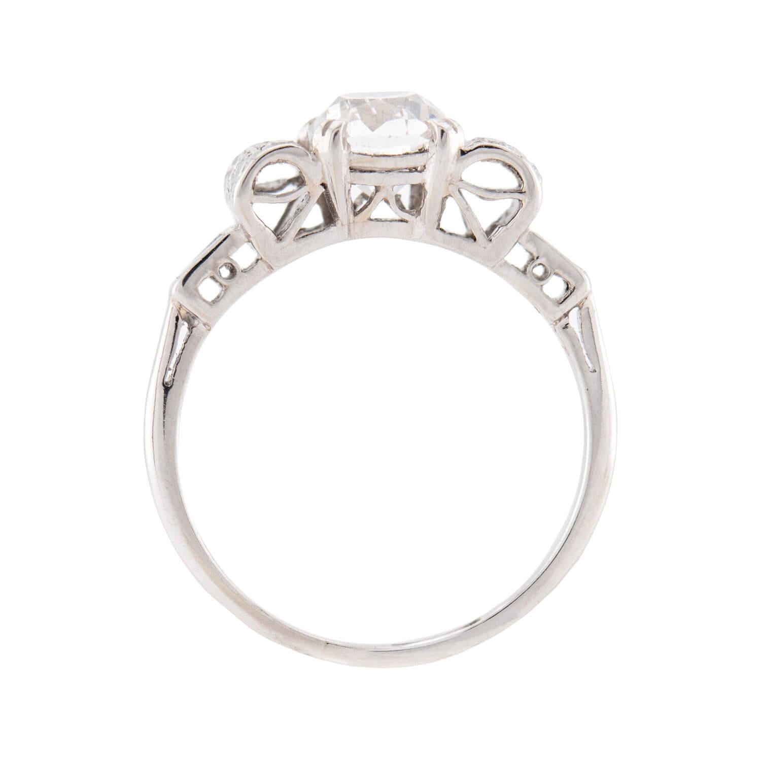 Art Deco Platinum GIA Diamond Engagement Ring 1.54ct