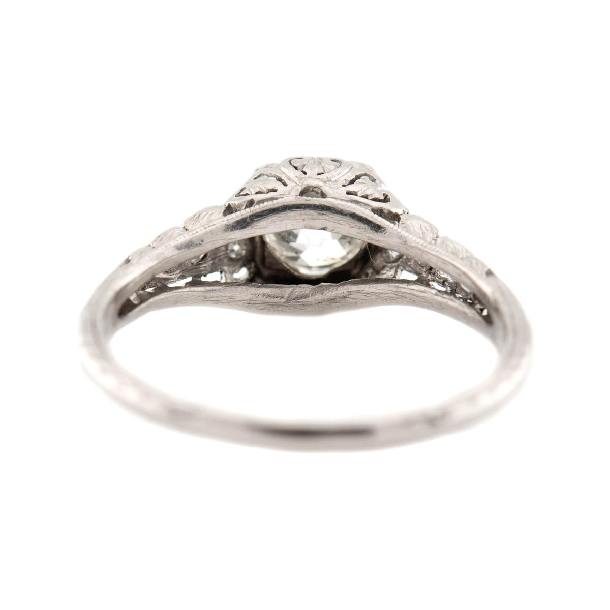 Art Deco Platinum Diamond Engagement Ring .66ct