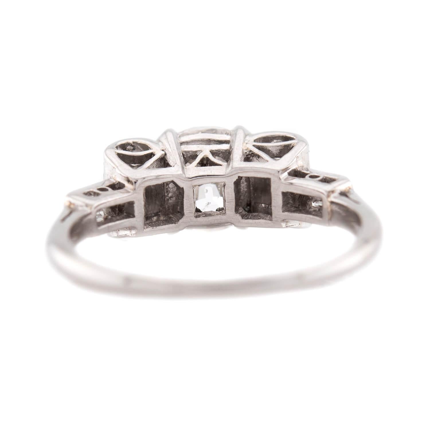 Art Deco Platinum GIA Diamond Engagement Ring 1.54ct