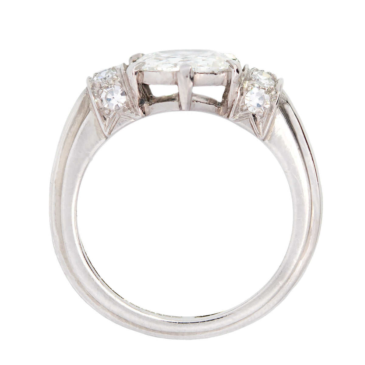 Art Deco Platinum Cushion Cut Diamond Engagement Ring 1.13ctw center