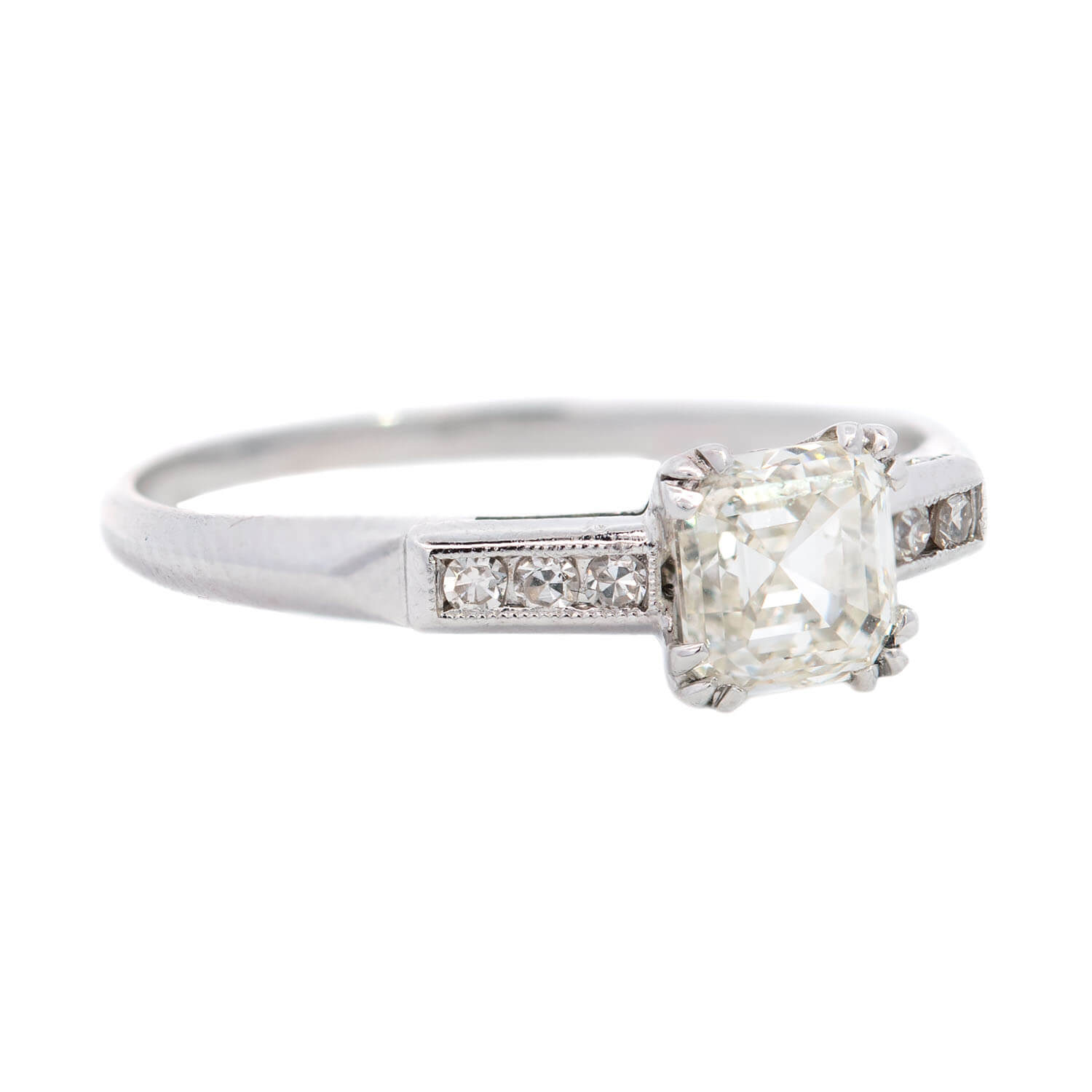 Art Deco Platinum Diamond Engagement Ring 1.01ctw