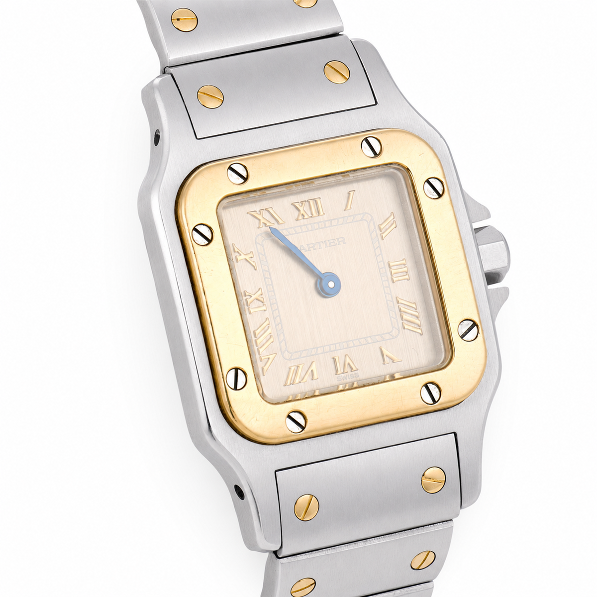 CARTIER  Estate 18k/Stainless Steel Santos Two-Tone Ladies Watch