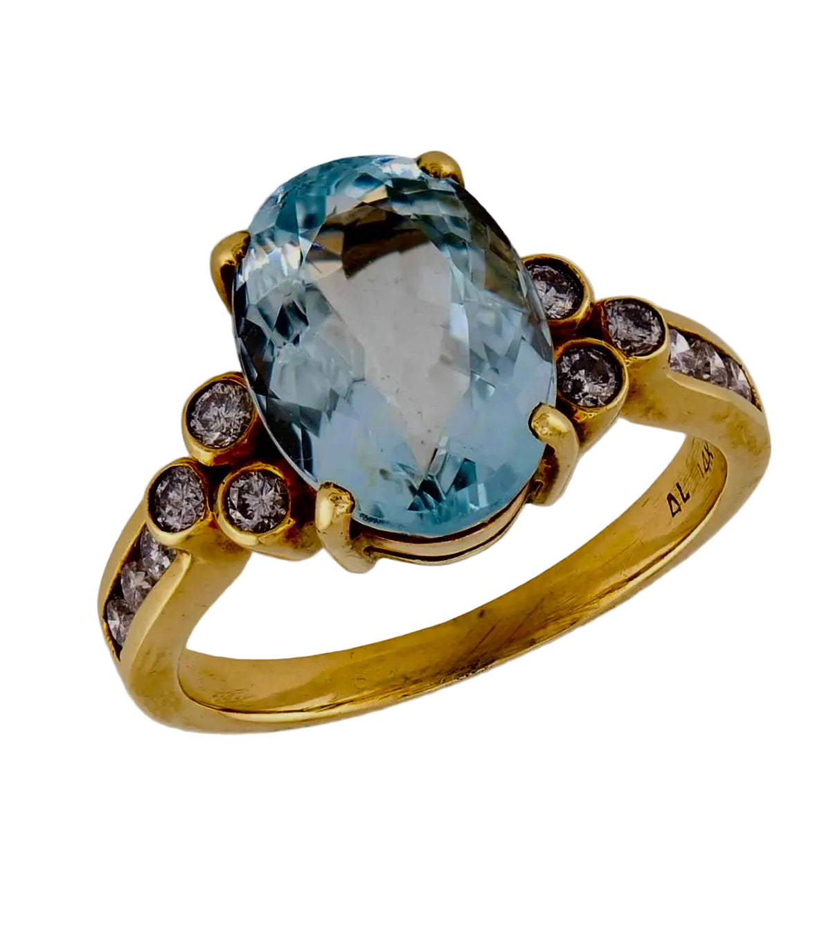 Estate 14k 3.50ct Aqua & Diamond Ring
