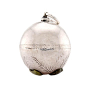 Victorian Sterling Silver Agate Clover-Motif Ball Pendant/Charm