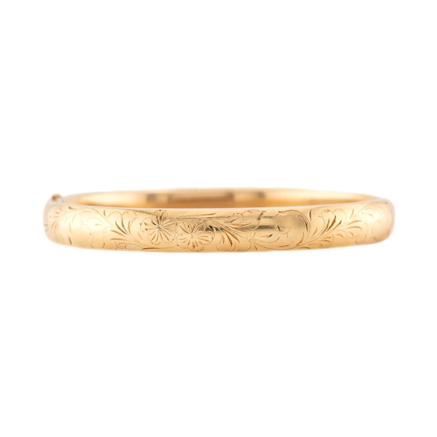Victorian 14k Gold Engraved Bangle