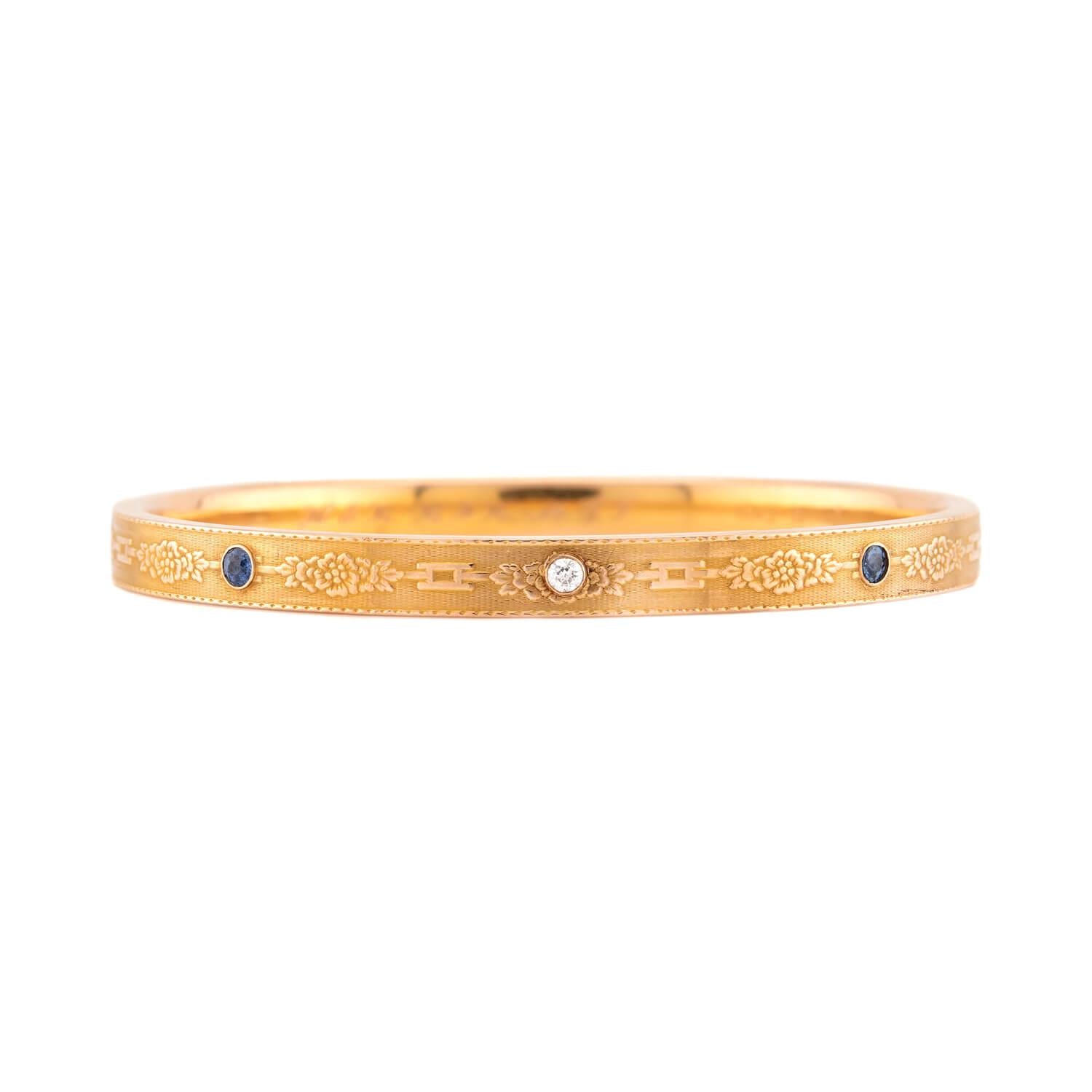 A.J. HEDGES & CO. Edwardian 14k Diamond & Sapphire Bangle