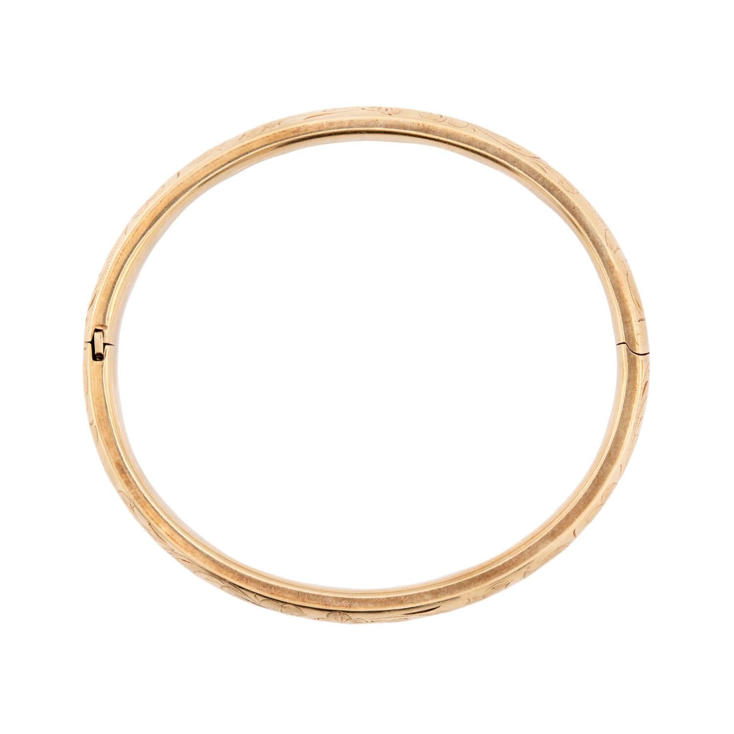 Victorian 14k Gold Engraved Bangle