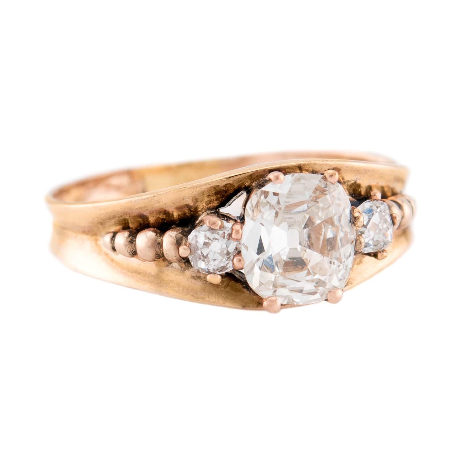 Victorian 10k GIA Diamond Engagement Ring 1ct