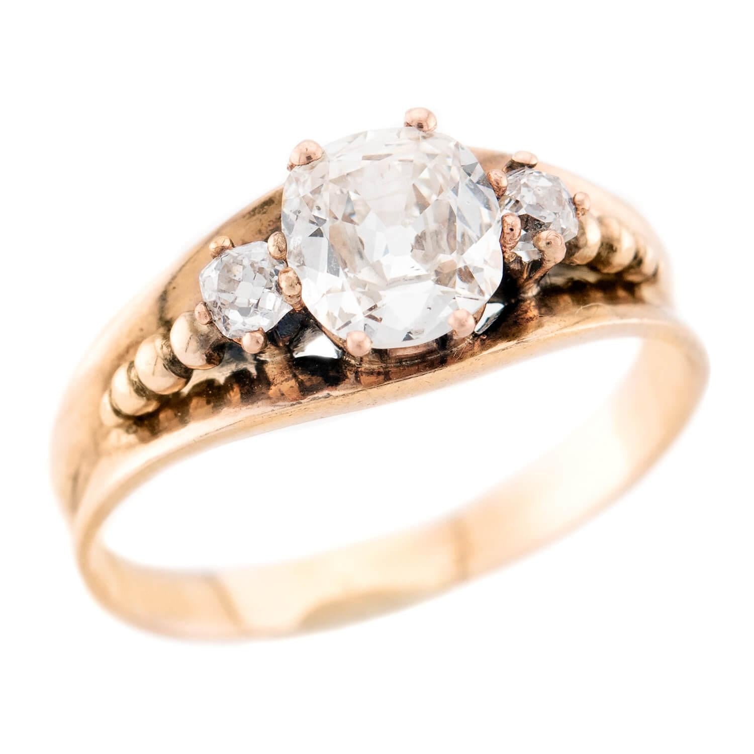 Victorian 10k GIA Diamond Engagement Ring 1ct