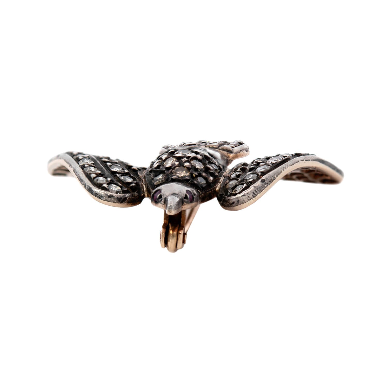 Victorian 18kt/Sterling Silver Diamond "Saint Esprit" Dove Pin 1.20ctw