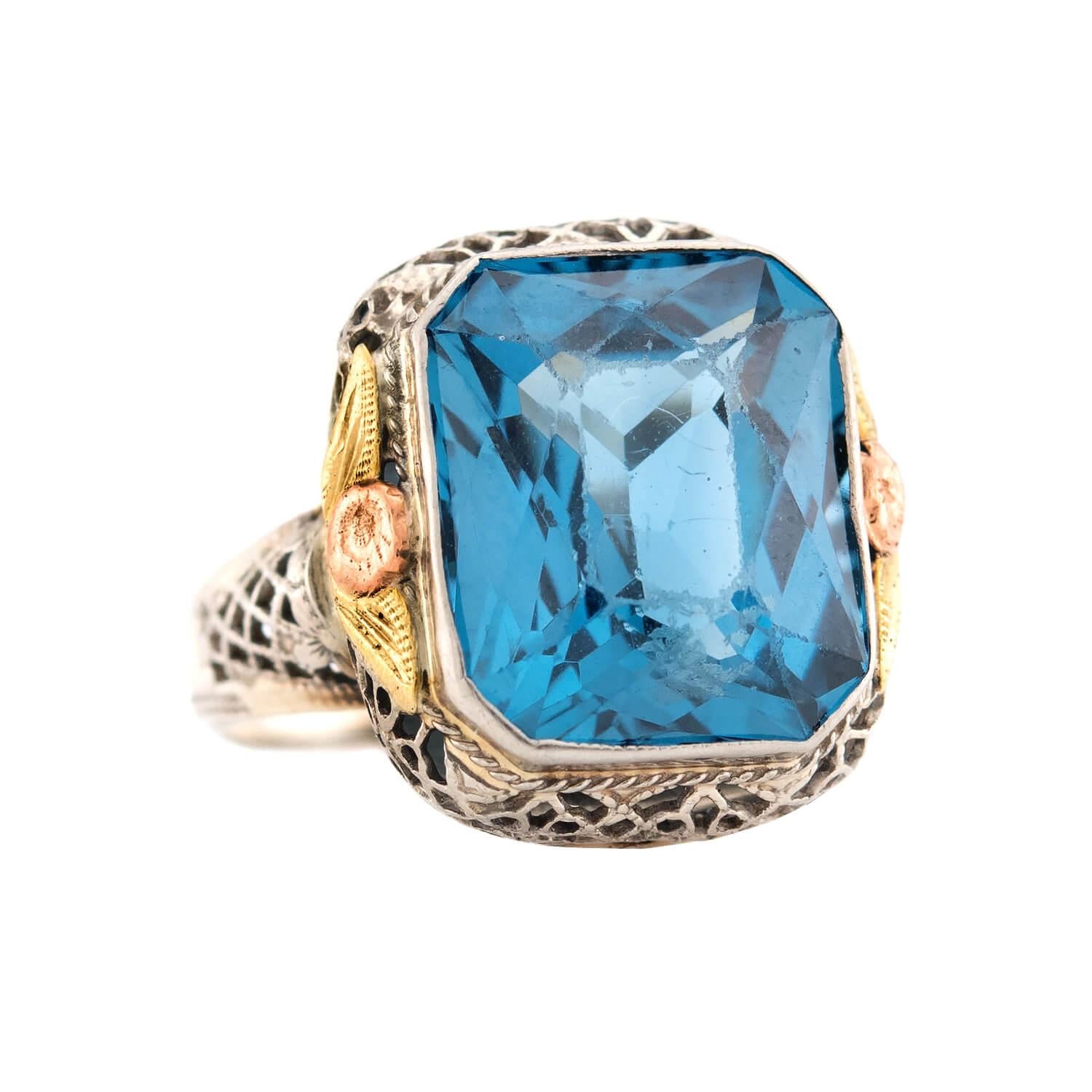 Edwardian 14k Blue Topaz Ring