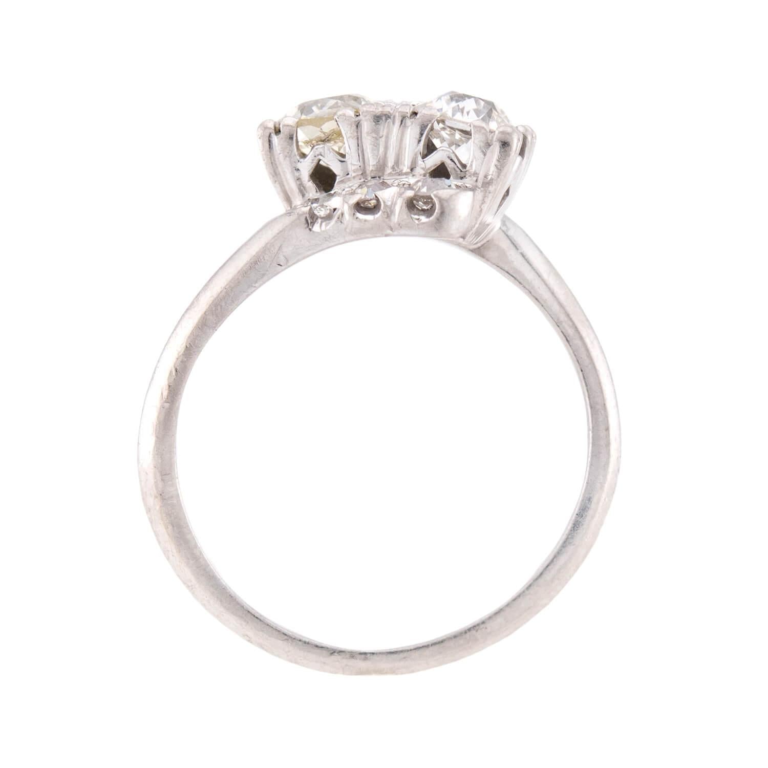 Art Deco Palladium Diamond Bypass Ring