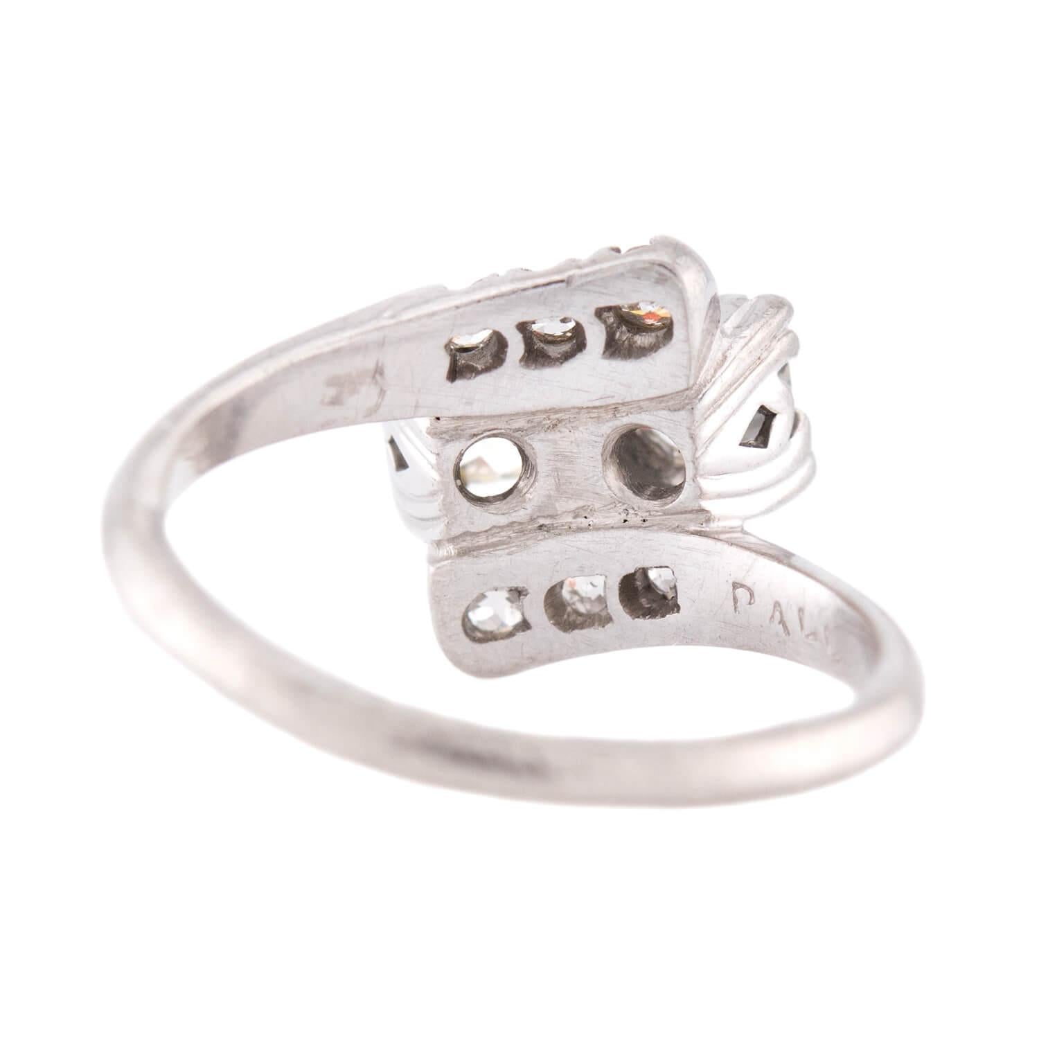 Art Deco Palladium Diamond Bypass Ring