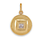Art Nouveau 14k Old Square Cut Diamond Pendant/Charm