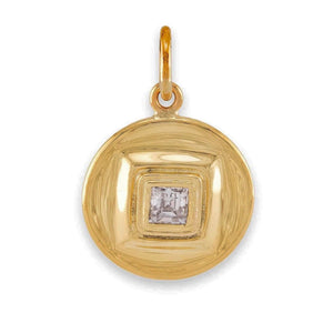 Art Nouveau 14k Old Square Cut Diamond Pendant/Charm