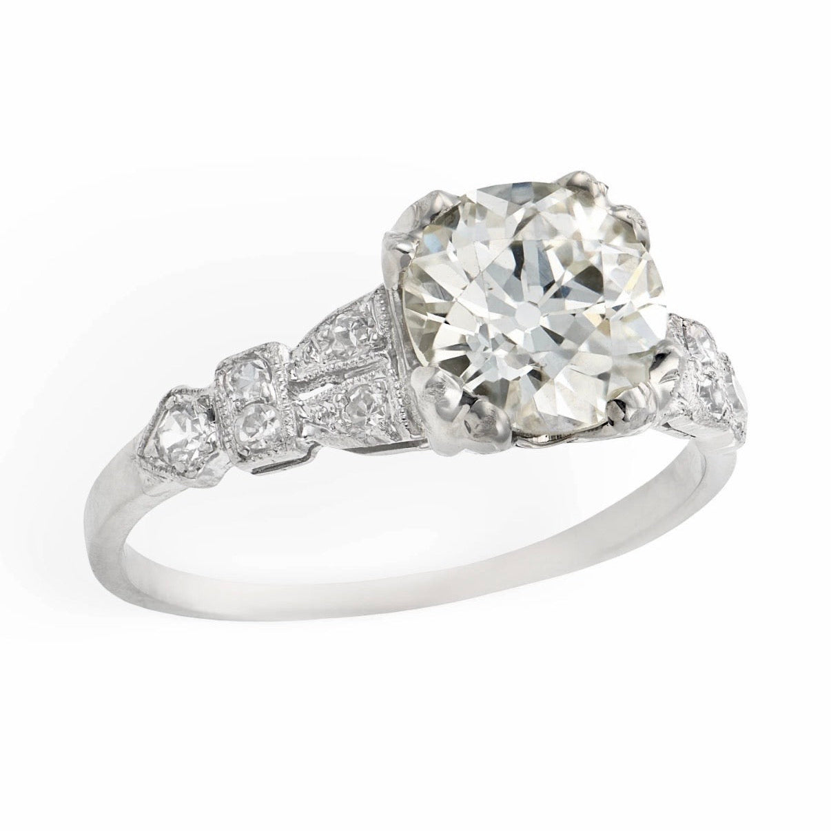 Art Deco Platinum Diamond Engagement Ring 1.59ct