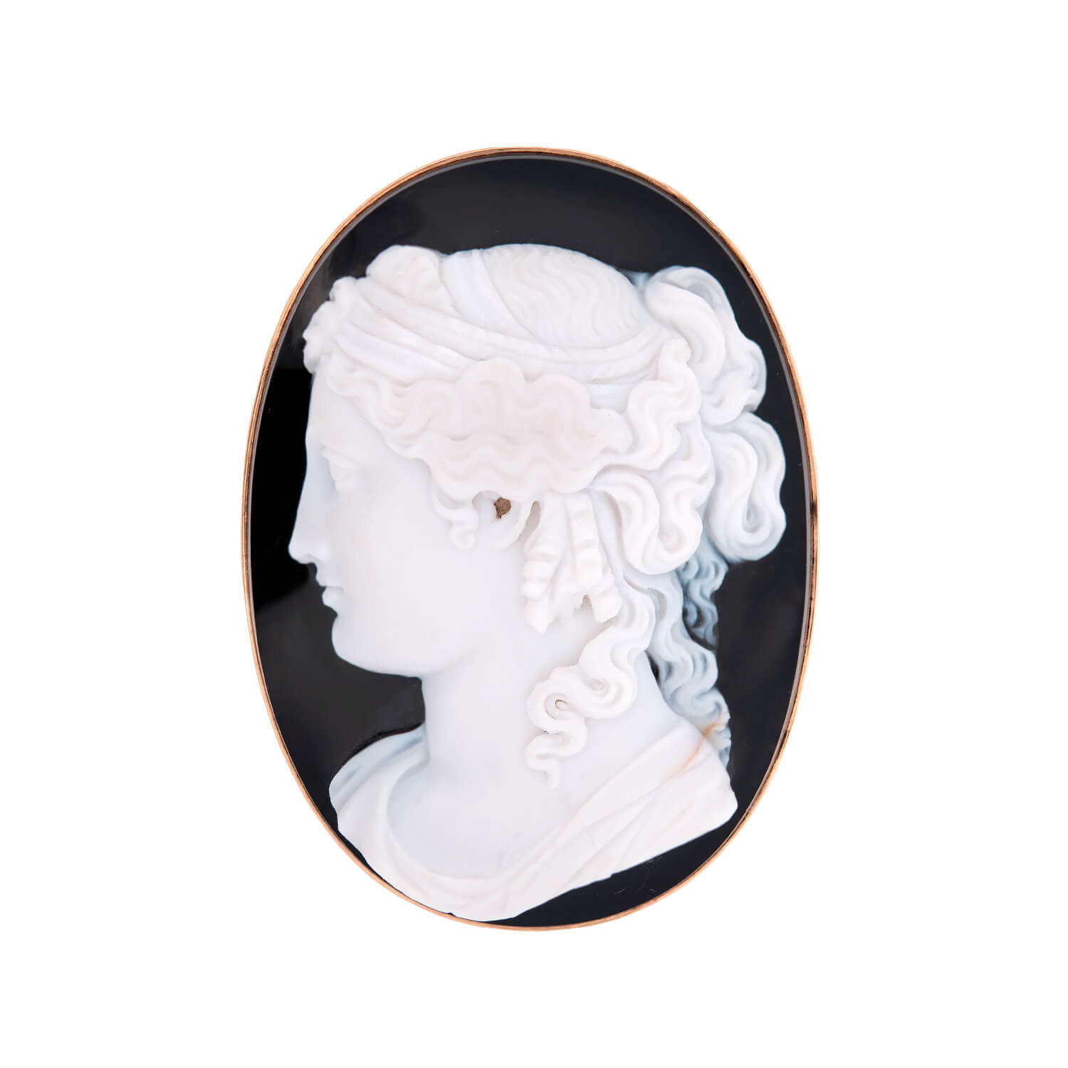 Victorian 10k Onyx Hardstone Cameo Pin