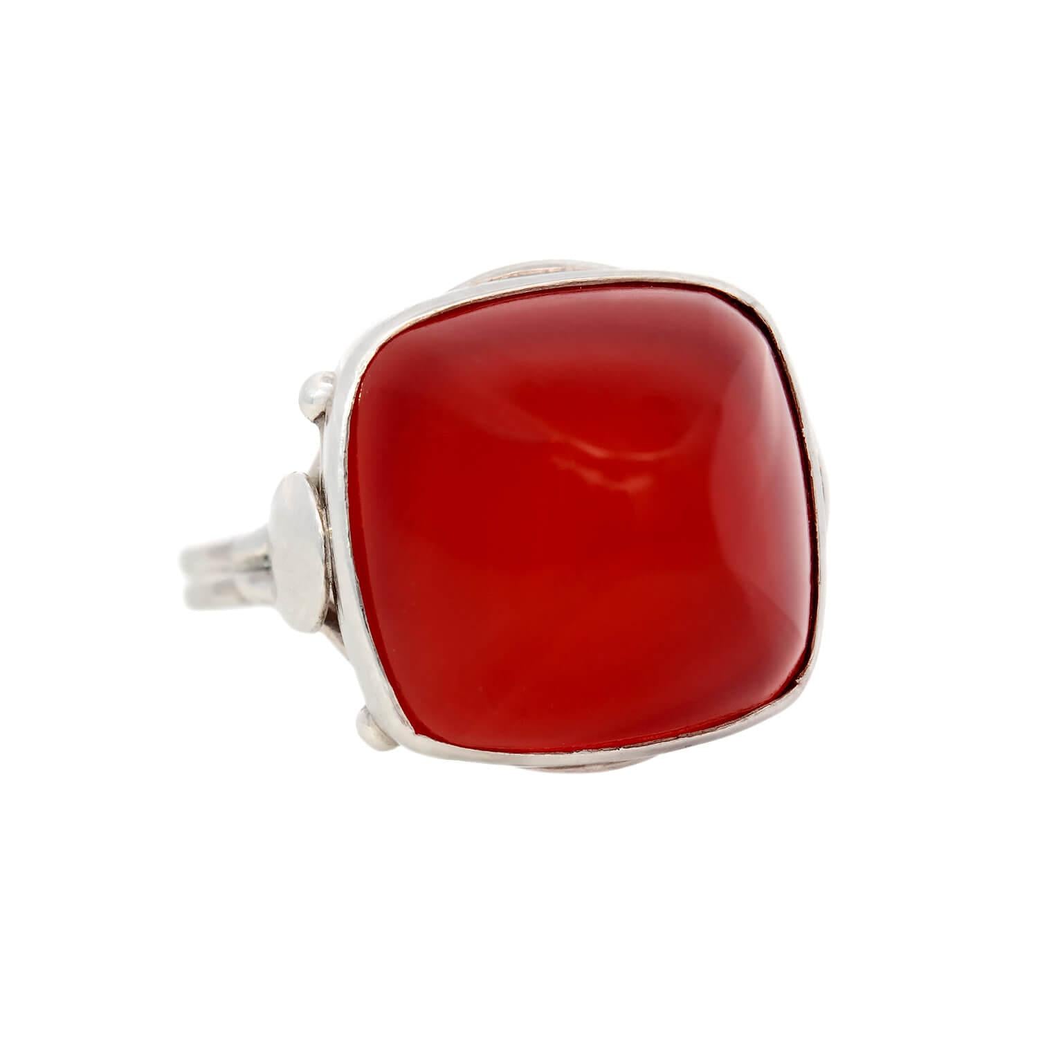 Art Deco Sterling Silver Carnelian Ring