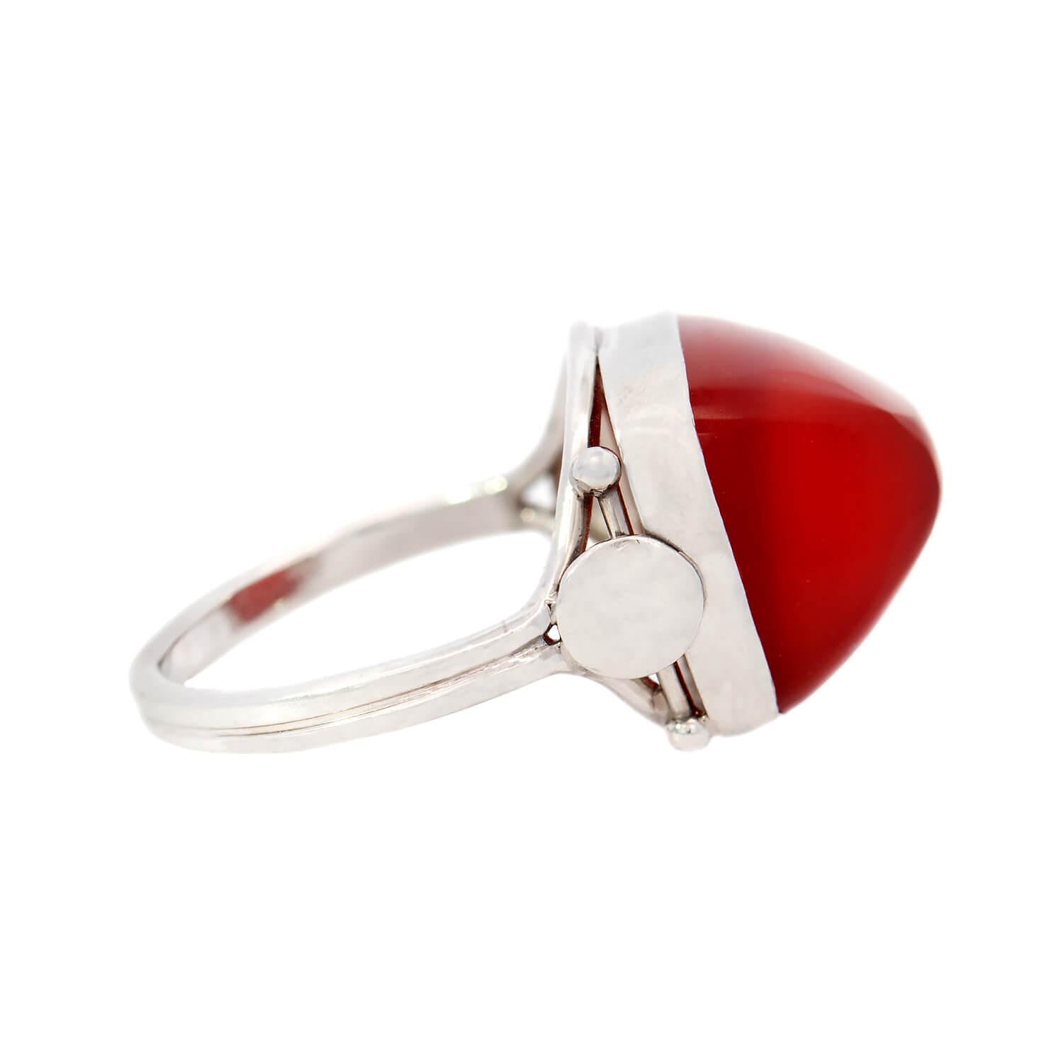 Art Deco Sterling Silver Carnelian Ring