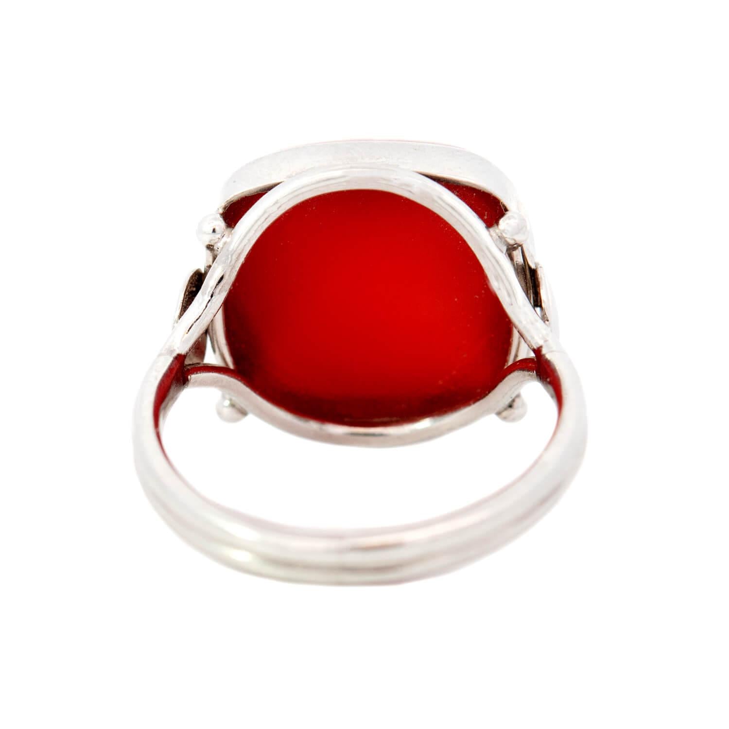 Art Deco Sterling Silver Carnelian Ring