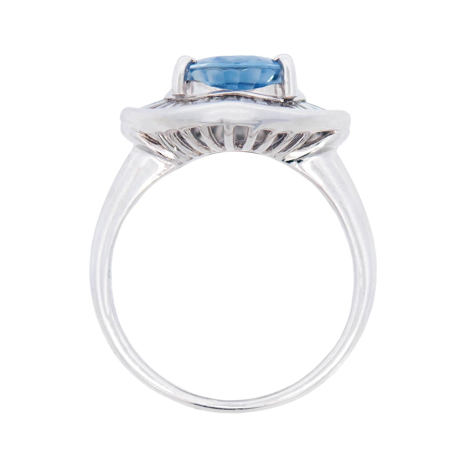 Art Deco Platinum GIA Ceylon Blue Sapphire Engagement Ring