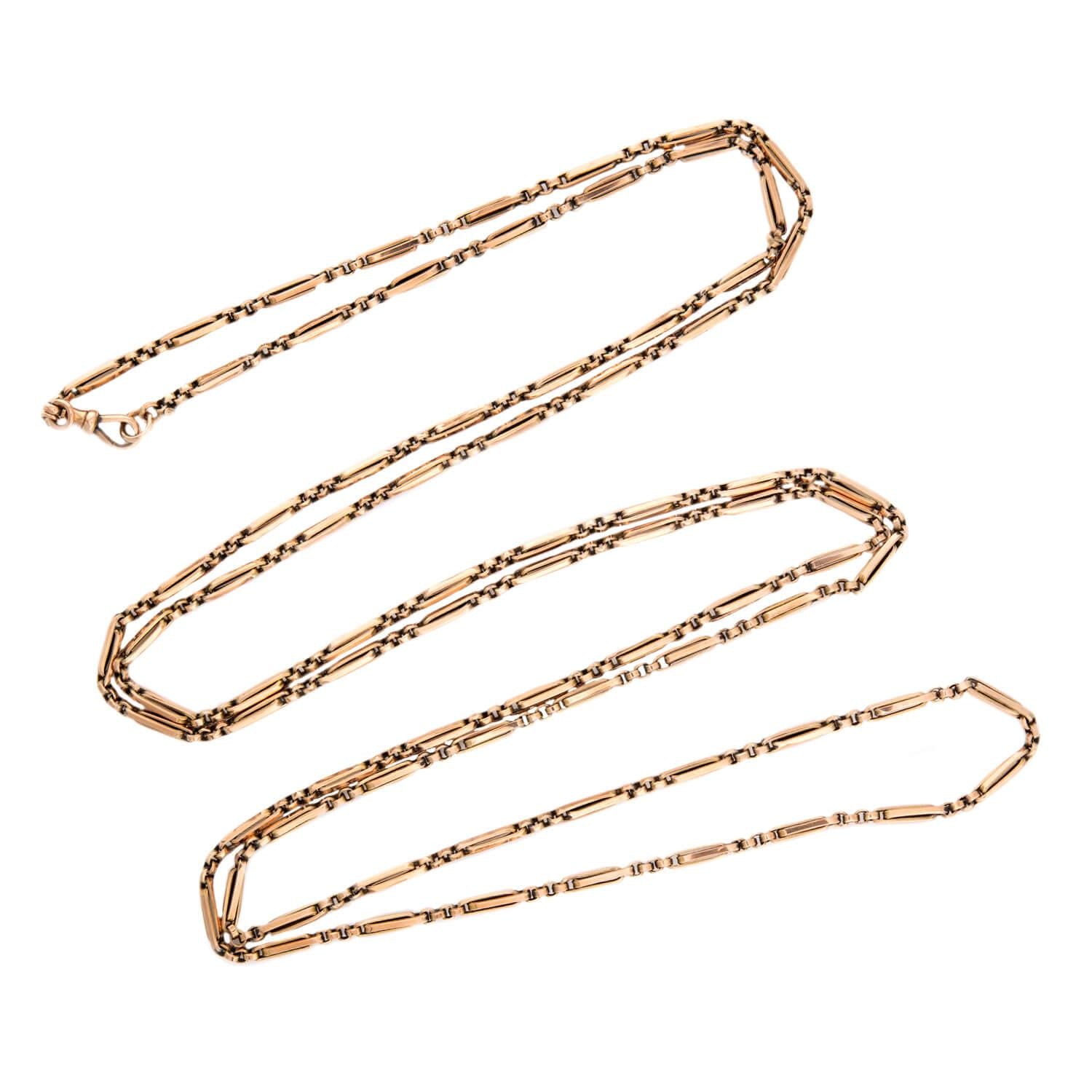 Victorian 9k Watch Chain Necklace 60"