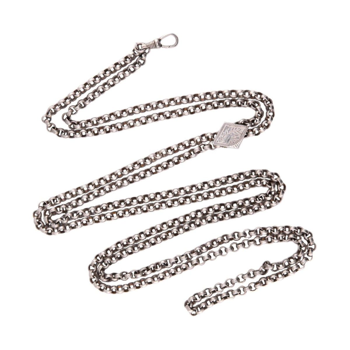 Victorian Sterling Silver Slide Chain Necklace 55"