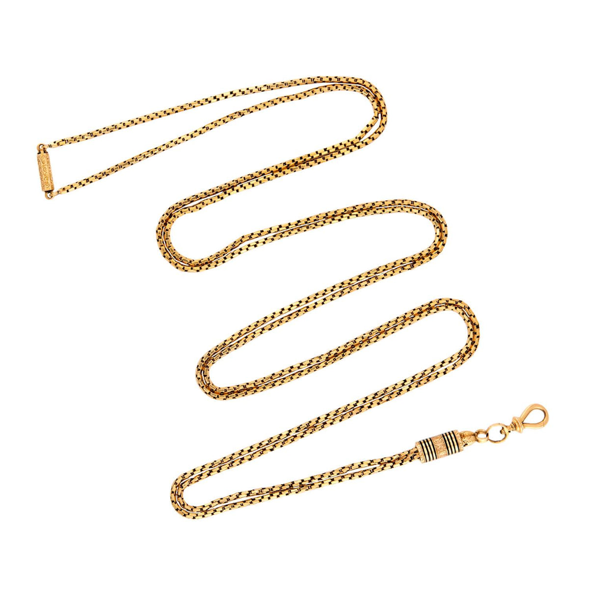 Victorian 18k Enamel Slide Chain Necklace 48"