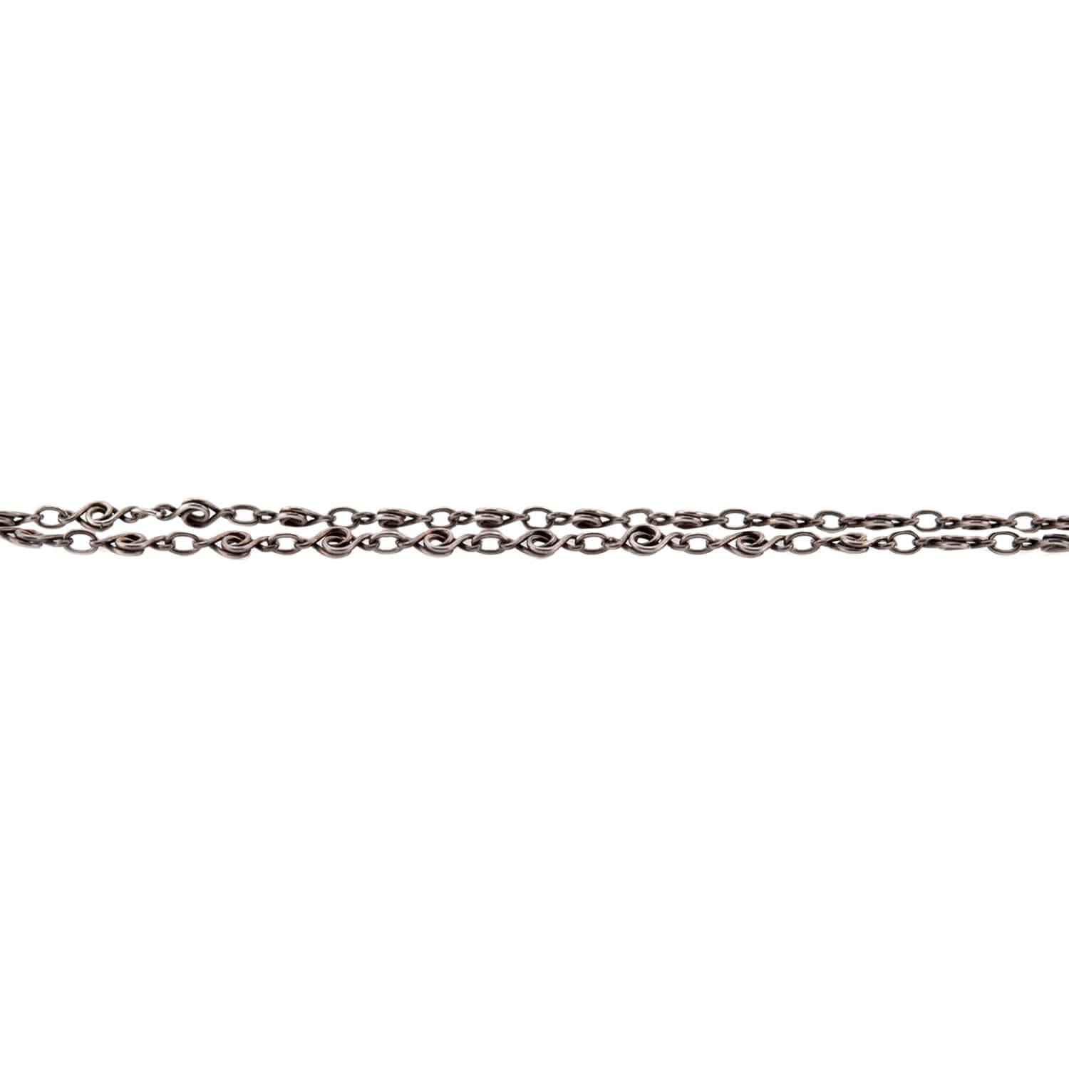 Art Nouveau Sterling Silver Chain 58"